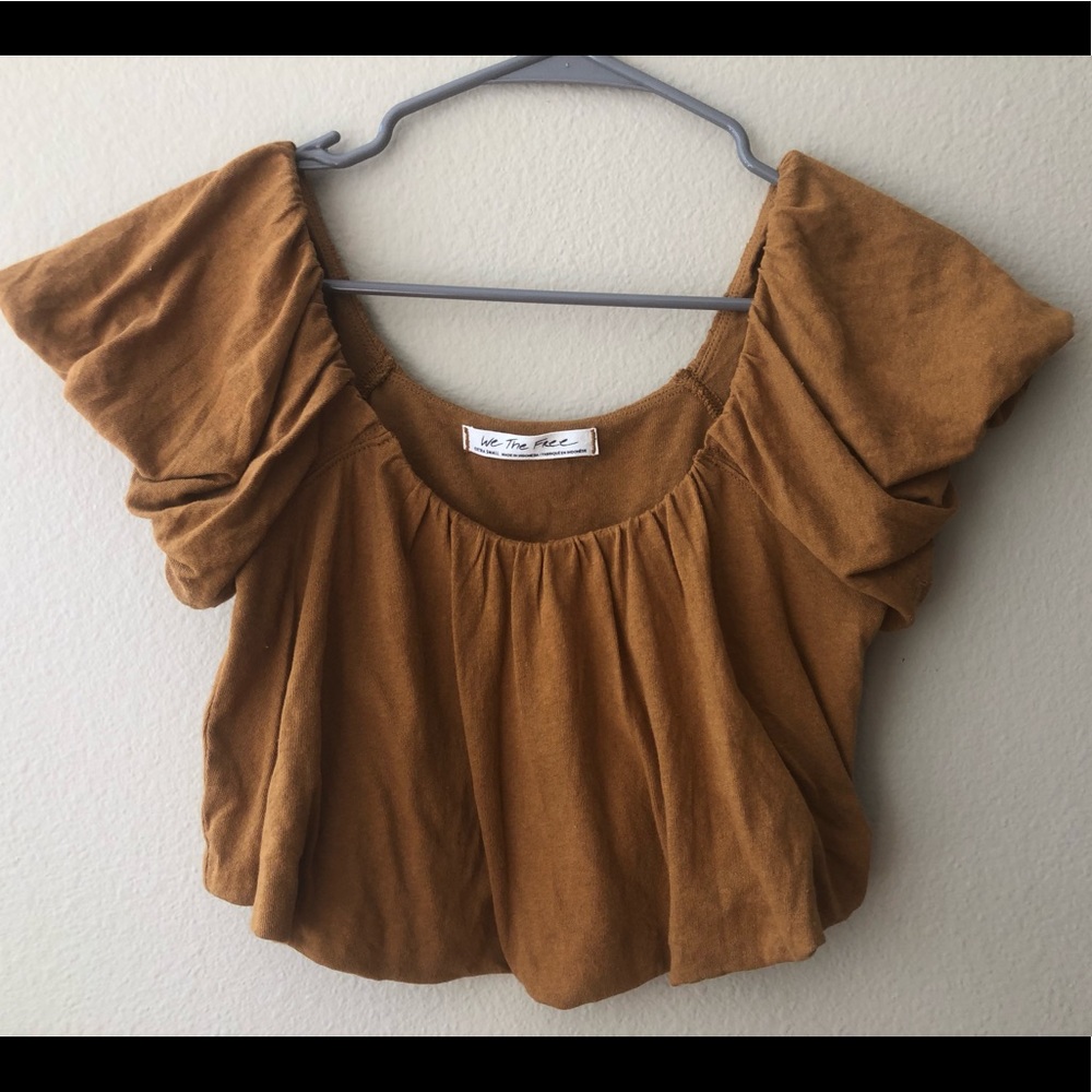 Free People puff sleeve knit crop